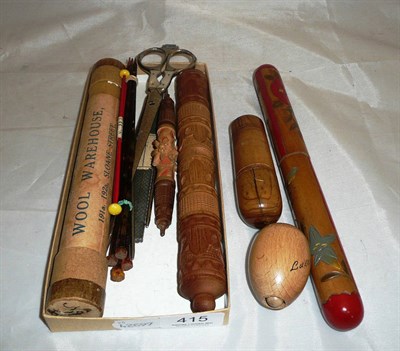 Lot 415 - Various needle cases, knitting needles, etc