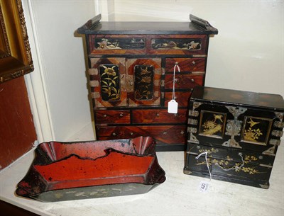 Lot 420 - Two lacquer cabinets and a tray