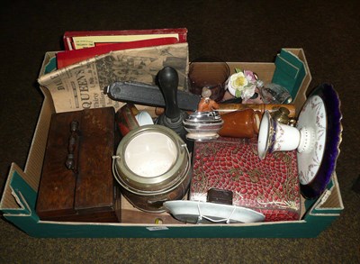 Lot 440 - A quantity of collector's items including a rosewood writing box, Mauchline ware knitting...