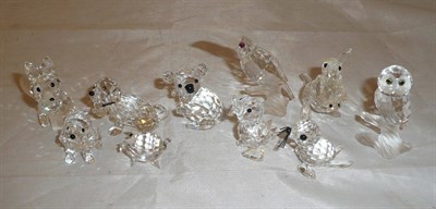 Lot 446 - Ten small Swarovski crystal animal figures (one a.f.) (five bearing swan mark and five...