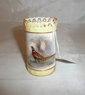 Lot 450 - Royal Worcester spill vase decorated with pheasants by James Stinton