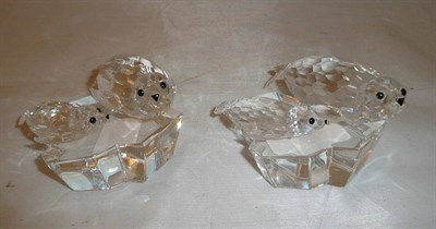 Lot 452 - Swarovski crystal group of two seals and another similar, both marked 'SCS 91 MSt' (both boxed)