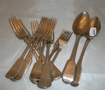 Lot 456 - Four silver spoons and a quantity of plated forks