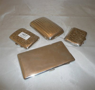 Lot 457 - Three silver cigarette cases and a cigar case, 18oz