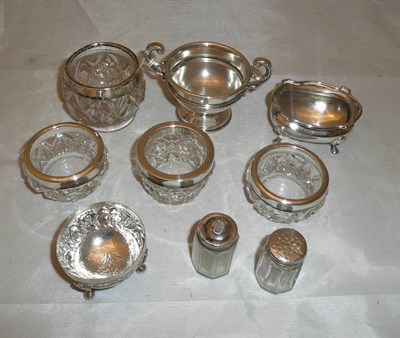 Lot 459 - Assorted silver-mounted condiments, etc