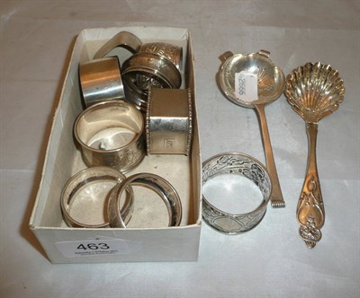 Lot 463 - Two sifter spoons and nine napkin rings