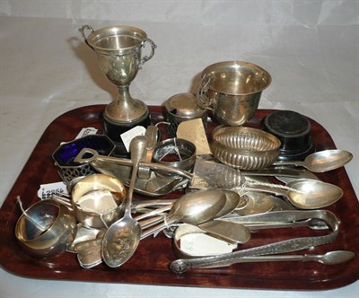 Lot 475 - Assorted silver flatware, condiments etc