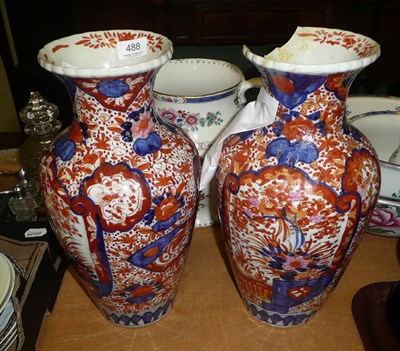 Lot 488 - A pair of Japanese Imari vases