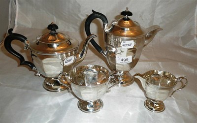 Lot 499 - Four piece Sheffield silver panelled tea service, 33oz