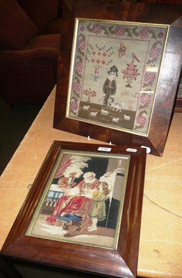 Lot 516 - Framed sampler of a young boy and another (2)