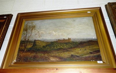 Lot 531 - Oil painting, possibly Arundel Castle or Windsor, indistinctly signed possibly 'Tom Yarwood'