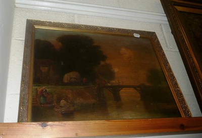 Lot 533 - English School, haycart crossing a bridge