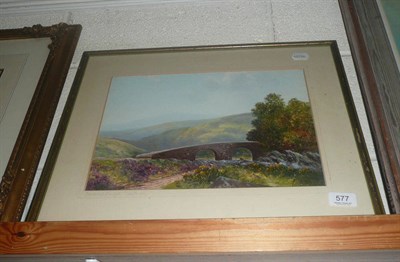 Lot 577 - H W Hicks, bodycolour 'The Dartmeet Bridge, Dartmoor'