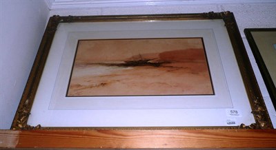 Lot 578 - George Edward Horton, 'Beached sailing vessel', signed watercolour