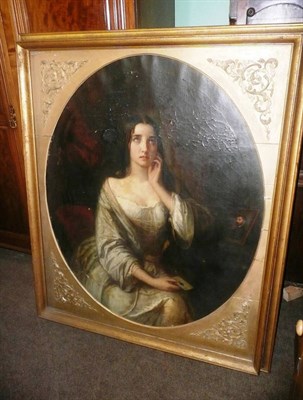 Lot 589 - Large oval oil painting of a young girl, style of Charles Baxter (a.f.)