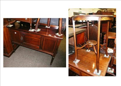 Lot 634 - An Edwardian inlaid dressing table and an oak two tier occasional table