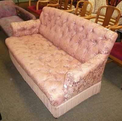 Lot 710 - 1930's French sofa with dark walnut legs and wooden castors