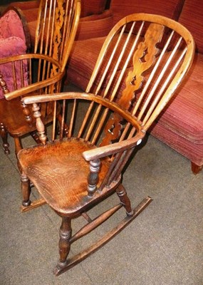 Lot 717 - An elm and oak Windsor rocking chair