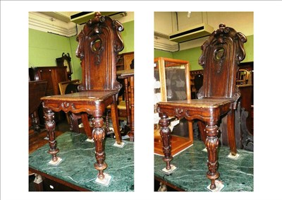 Lot 732 - A pair of hall chairs