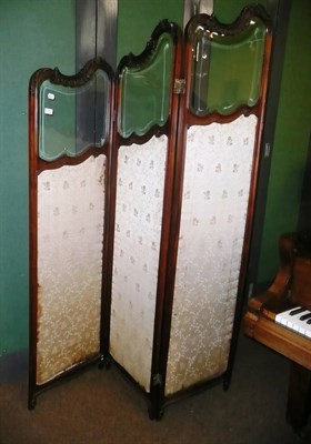 Lot 773 - Late 19th century mahogany framed and glazed three fold screen