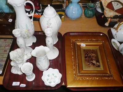 Lot 25 - Two crystoleums and eight pieces of Belleek China