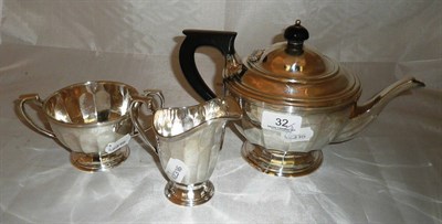 Lot 32 - Three piece silver tea set