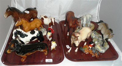Lot 40 - Nine Beswick horses, a Dachshund and two penguins