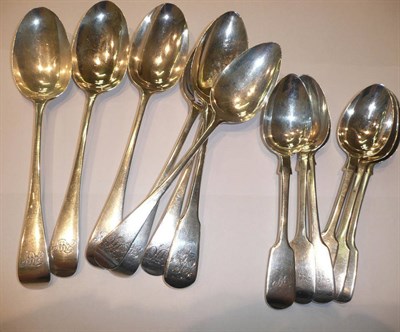 Lot 43 - Thirteen assorted silver table and desert spoons
