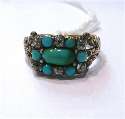 Lot 53 - An early 19th century turquoise and diamond mourning ring