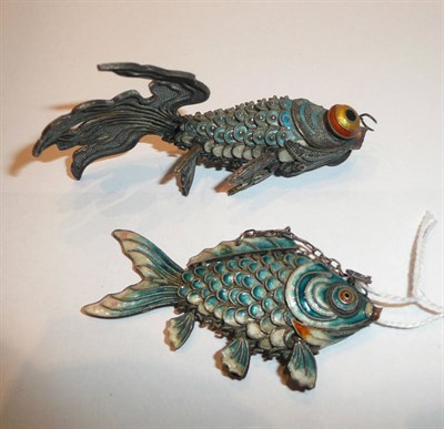 Lot 68 - Two cloisonne enamel reticulated fish