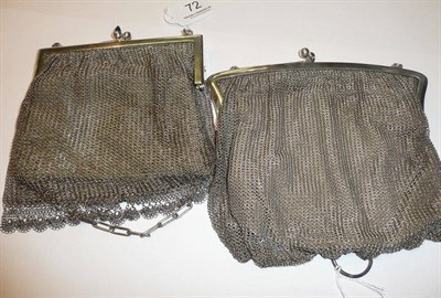 Lot 72 - Silver mesh bag and a plated mesh bag (2)