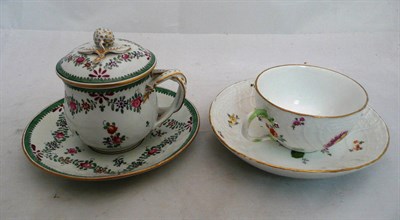 Lot 100 - Chocolate cup and saucer and a 19th century Meissen cup and saucer