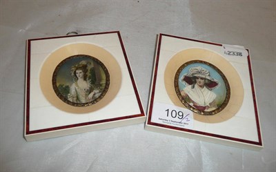 Lot 109 - Two ivory-framed miniatures