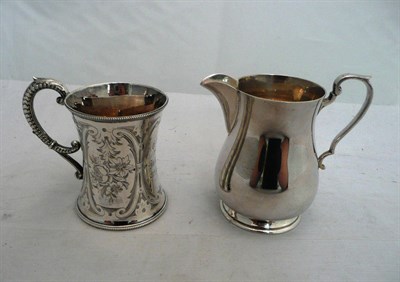 Lot 110 - Silver cream jug and silver mug