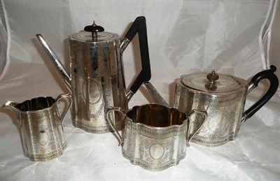 Lot 161 - Victorian silver four piece tea set, approx 43oz