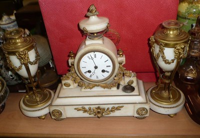 Lot 164 - Three piece clock garniture