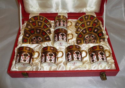 Lot 165 - A set of six Royal Crown Derby coffee cups and saucers, cased