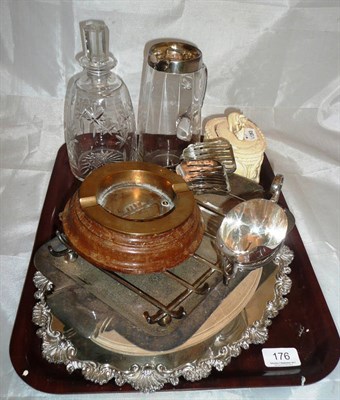 Lot 176 - Mauretania ashtray, plated wares, pre-1947 ivory box etc