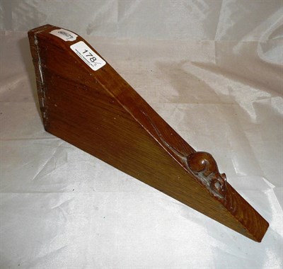 Lot 178 - A oak shelf and bracket with carved mouse signature (probably out of hours)