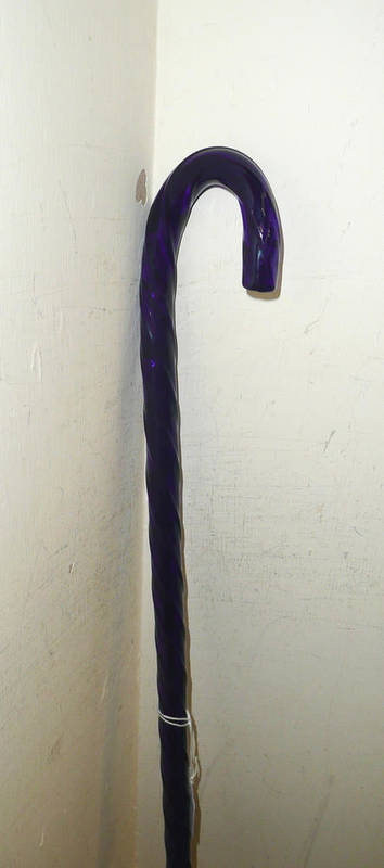 Lot 294 - A blue glass walking cane