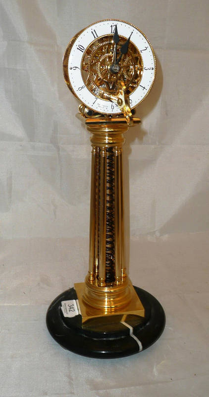 Lot 342 - Coil-sprung column skeleton clock