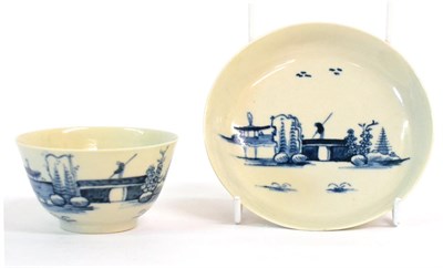 Lot 12 - A William Reid Liverpool Porcelain Tea Bowl and Saucer, circa 1760, painted in underglaze blue with