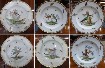 Lot 27 - A Set of Twenty-Four Meissen Style Porcelain Dinner Plates, 19th century, painted with exotic birds