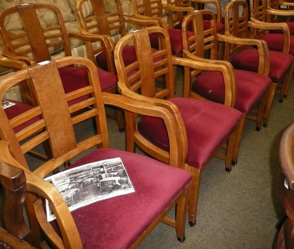 Lot 623 - Six Waring & Gillows chairs made for RMS Mauretania II