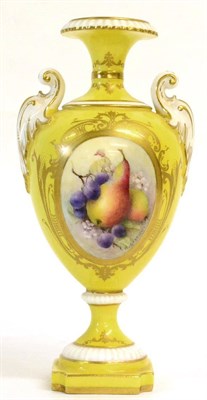 Lot 37 - A Royal Worcester Porcelain Urn Shaped Vase, 1917, painted by Richard Sebright with a still life of