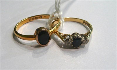 Lot 20 - Lady's 18ct gold diamond and sapphire ring and a 22ct gold ring