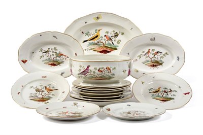 Lot 54 - A Frankenthal Porcelain Dinner Service, circa 1780, painted with exotic birds in branches with...