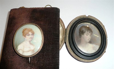 Lot 56 - Three miniature portraits of ladies