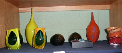 Lot 58 - Nine pieces of art glass including spheres, cased glass etc