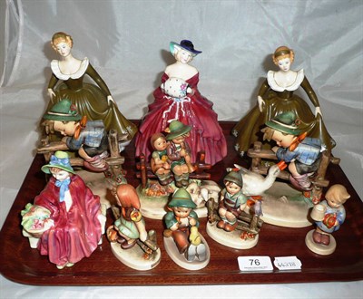 Lot 76 - Four Doulton figures and seven pieces of Hummel